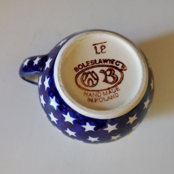 Boleslawiec Poland Polish Pottery Blue & White Star Coffee Tea Cup Mug - Picture 6 of 6